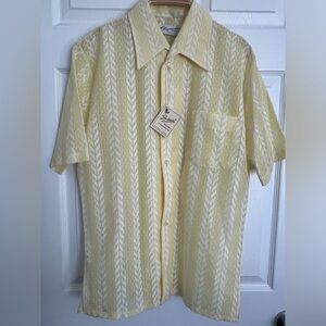 NWT M Vintage Hawaiian shirt.  70’s.  Pale yellow.  Sheer.  From Chapmans men’s